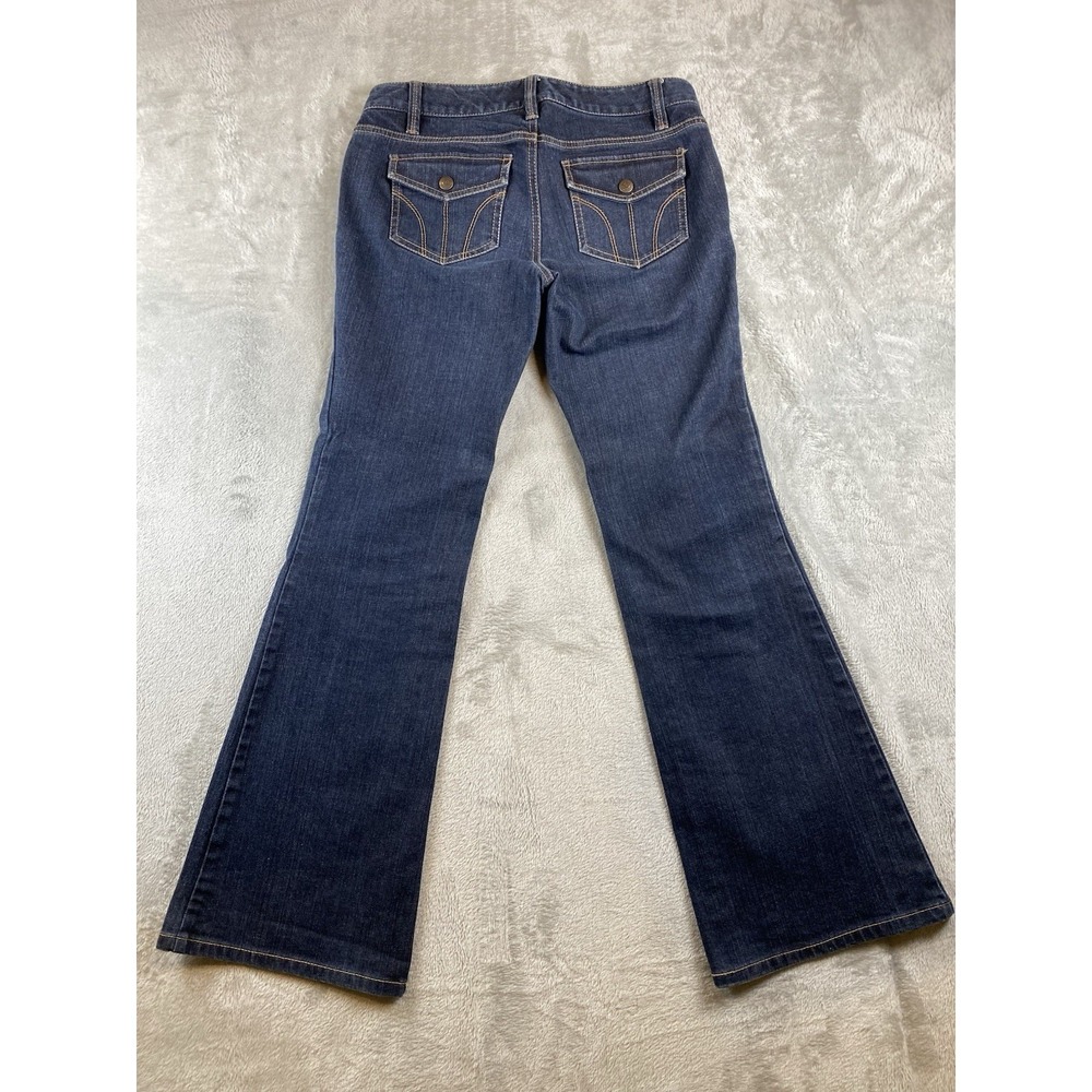 Ann Taylor LOFT Jeans Women's Flare Dark Size 4 Snap Flat Back pockets 30x32 - Picture 2 of 11